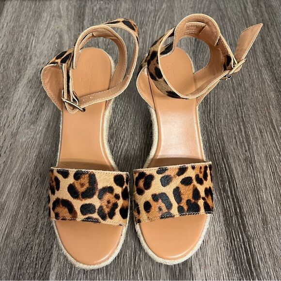 New J Crew Leopard Calfhair Wedge Espadrilles NWOT Size 7,5 - Picture 4 of 9